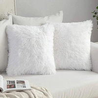 White Faux Fluffy Cushion Set