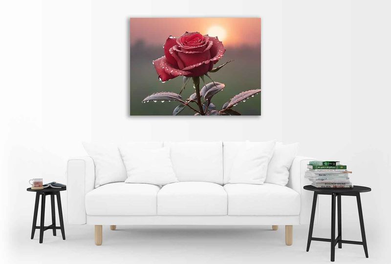0284 Drips on a rose Canvas Wall Art