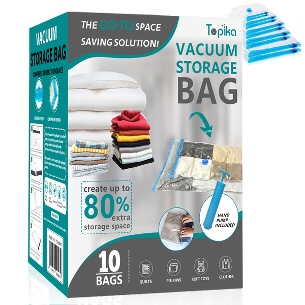 Topika Vacuum Storage Bags set, Sealer Clothes Storage for Home &amp; Travel