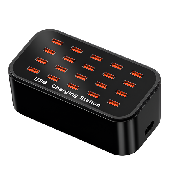 20 Port USB Charger - 220V 100W with Fan Cooling