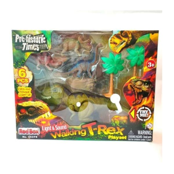 Prehistoric Times Dinosaur Playset with Light &amp; Sound Wind-Up T-Rex