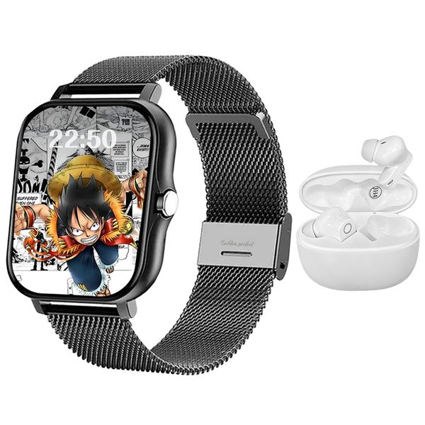 Smartwatch &amp; Bluetooth Earphones Gift Set For Men,Android/iOS Compatible