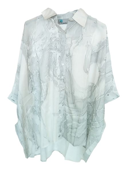 UB Creative Marble Print Shirt Blue