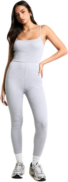 boohoo - Womens Cotton Rib Skinny Jumpsuit - Grey
