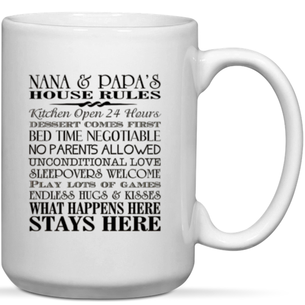 Nana &amp; Papa's House Rules Garandma Grandpa Gift Mug