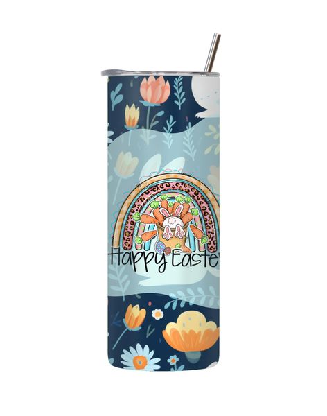 Rainbow 20 Oz Tumbler with Lid and Straw Easter Graphic Design Present 086