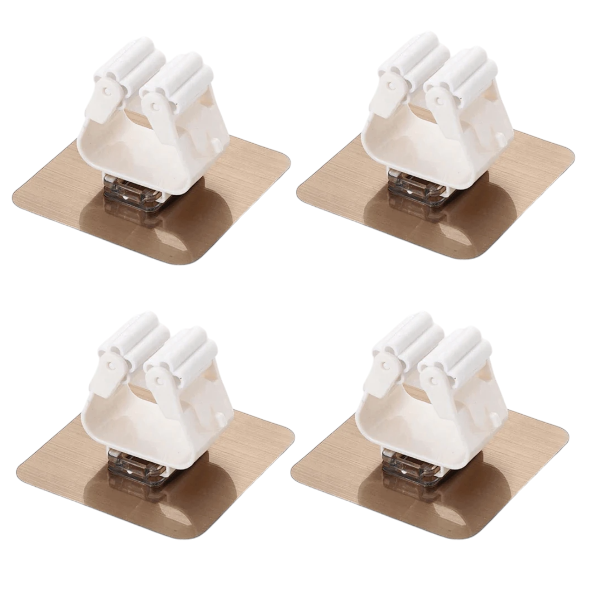 Self-Adhesive Mop and Broom Holder - 4-Pieces - White