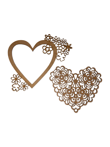 Wooden Flower Heart Combo