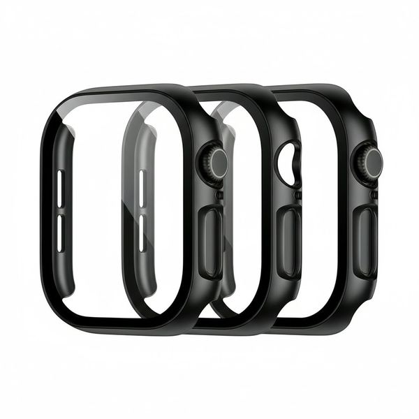 3 Piece 46mm Smartwatch Cover with Full Touch Screen Protection - Black