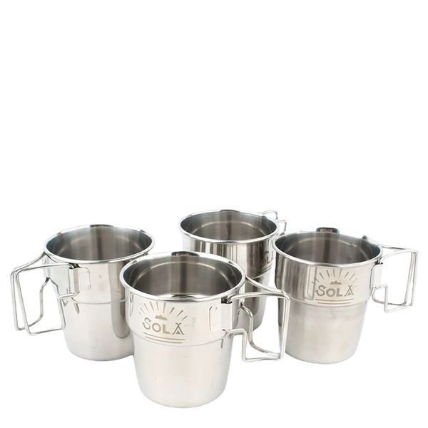 4 Pack S. Steel Folding Handle Camping Mug