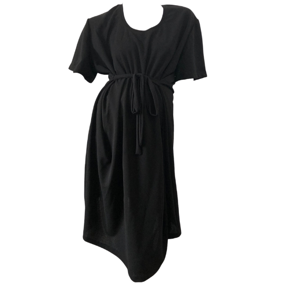 Maternity Front/Back Tie Midi Dress-Corporate - Navy