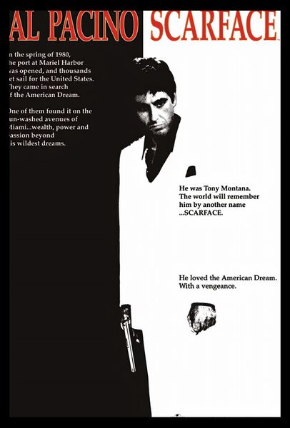 Scarface (Movie Sheet) Poster with Black Frame