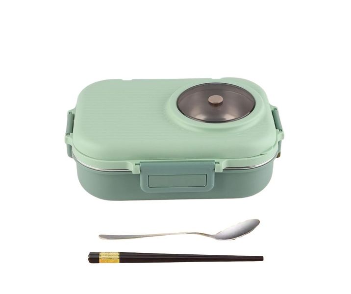 Stainless Steel Bento Compartment Divison Lunch Box with Spoon &amp; Chopticks