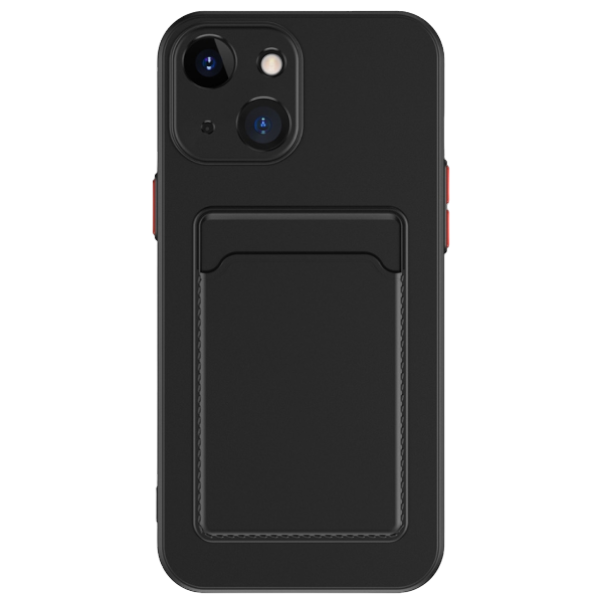 High Quality Solid Phone Case with Card Slot for iPhone 13 Pro - Black