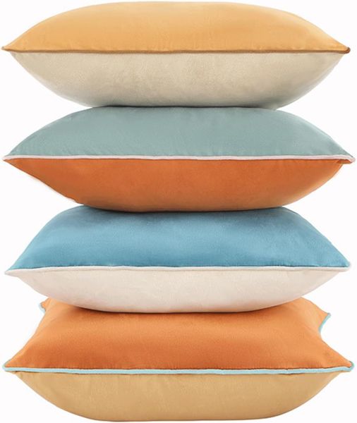 Decor Soft Multi-Coloured Square Velvet Pillow Covers Only 4 Pieces - 45cm
