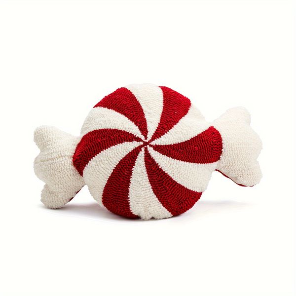 Classic Christmas Cushion, Embroidered Velvet, Stripe Pattern