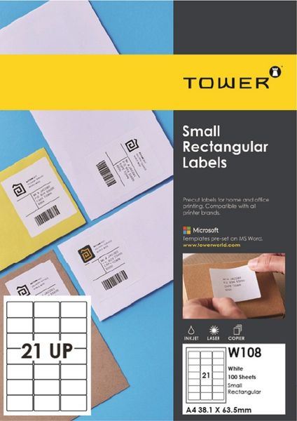 TOWER A4 Self-adhesive printable labels -100 Sheets