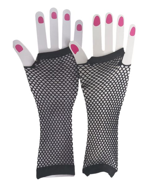 Fish Net Gloves Party Wear - Black
