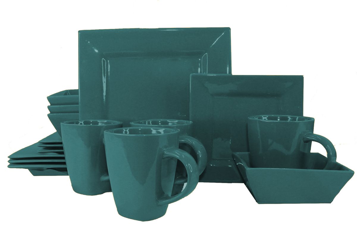 16 Pieces Square Ceramic Dinner Set Green Shop Today. Get it