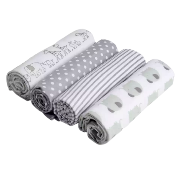 MultiPurpose Unisex 4 Pack Nunuza Receiving/Swaddle/Muslin Blankets