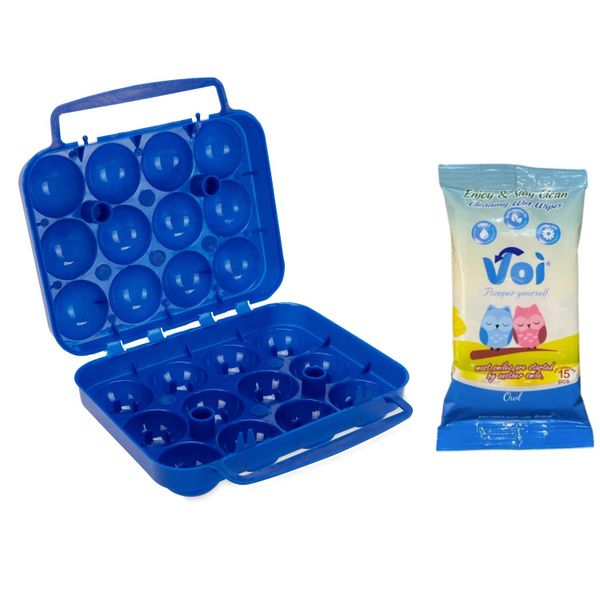 12 Egg Camping Storage Container With Wipes