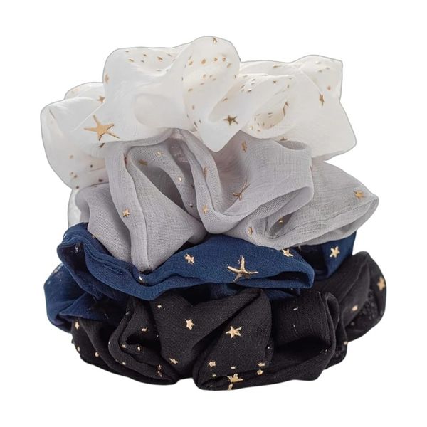 4-Pack Bohemian Chiffon Star Scrunchies