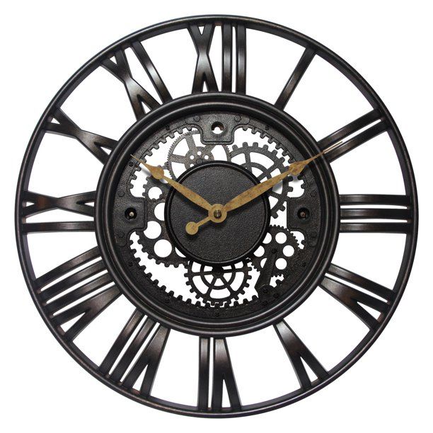 Vintage Black & Gold Roman Gear Wall Clock SHI17WC8B Buy Online in