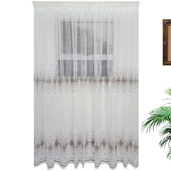 Circle Flower Voile - Brown - Taped image