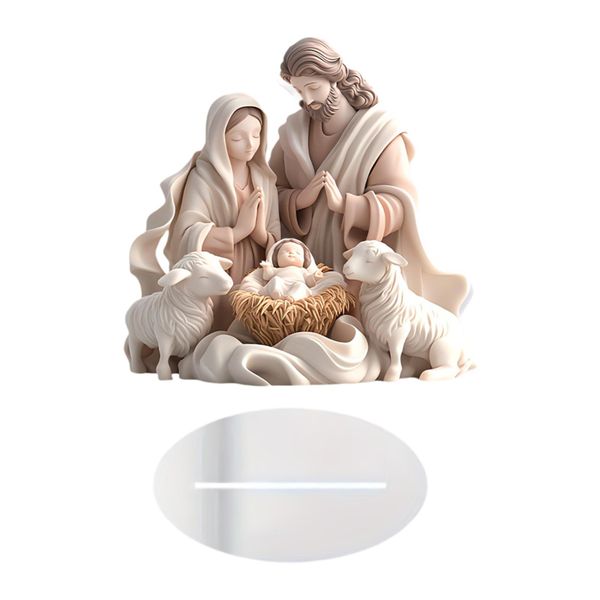 2D Nativity Scene Figurine, Exquisite Artistic Ornament 19cm