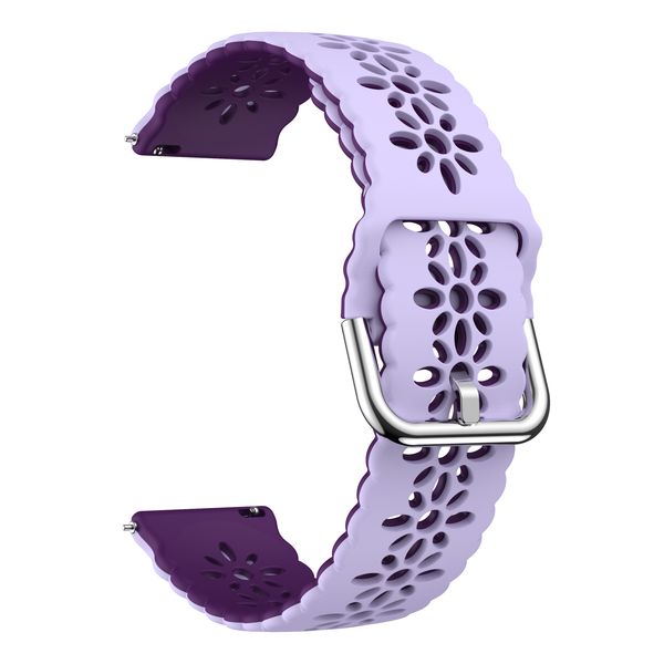 20mm Blossom Silicone Strap for Samsung Watch 4/5/6/7/7FE - Light &amp; Dark Purple