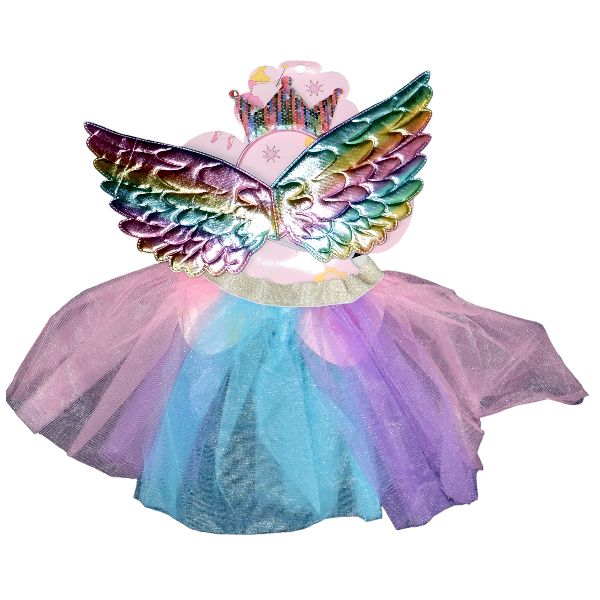Set of 3 - Angel Wings With Crown And Tutu Costume