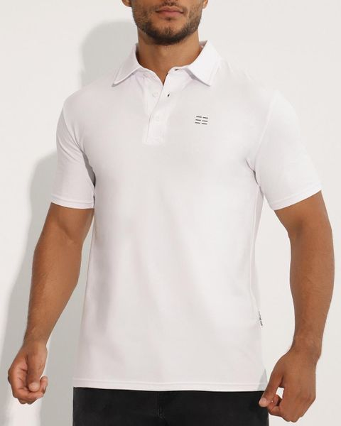 Breeth Breathable Comfortable Cotton Mens Polo Golf Shirt - White/Charcoal
