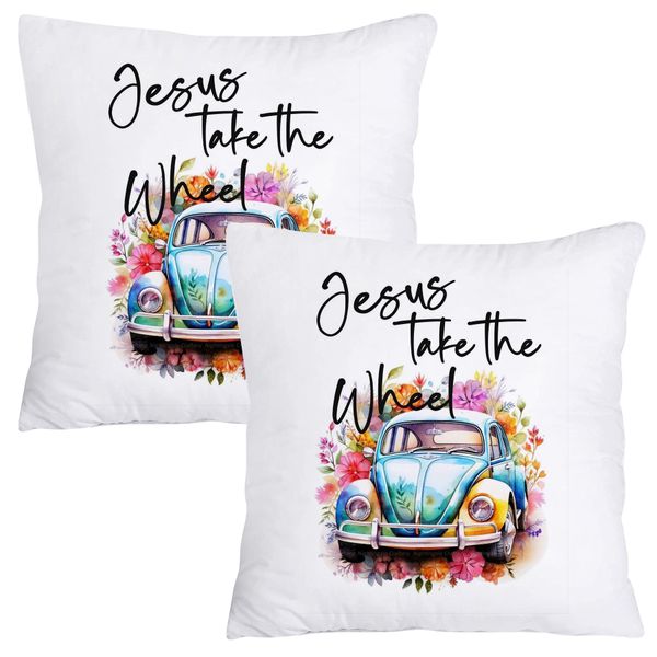 Scatter Cushion Cover Set - Jesus take the wheel