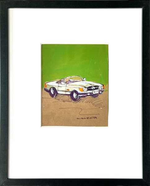 Original Framed Wall Art - Classic Mercedes Painting, 38x30cm, Signed