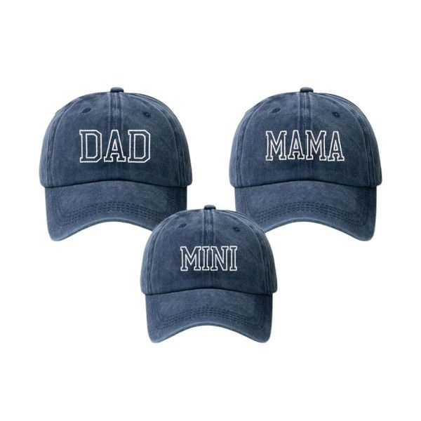 Embroidered Adjustable Matching Family Caps - DAD MAMA and MINI