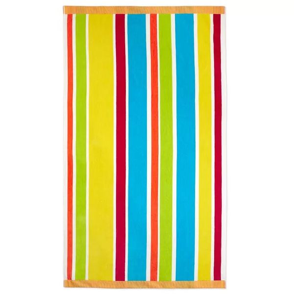 Sunny Stripes Velour Beach Towel 104 x 180 cm