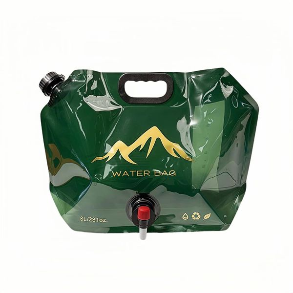 8L Portable Collapsible Water Bag with Faucet - Camping Storage Container