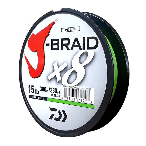 Daiwa J-Braid X8 Chartreuse 15LB .19MM 300m Spool