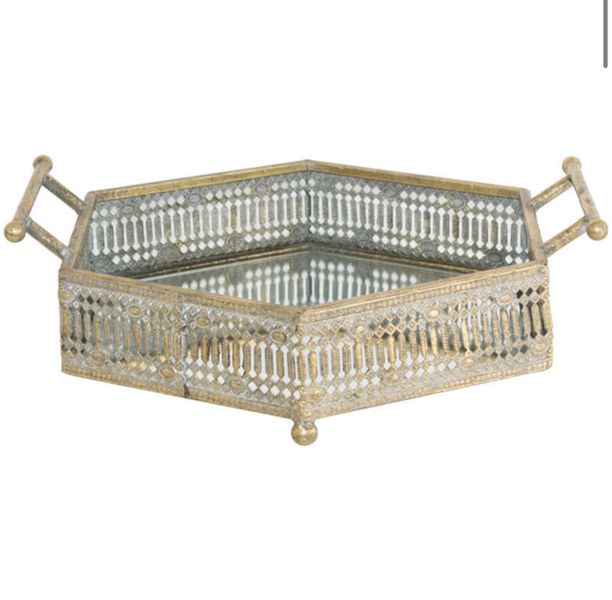 Gold Mirror Hexagon Tray