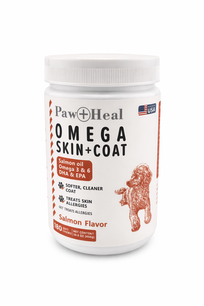 Paw &amp; Heal - Omega 3 Treats For Dogs -Skin and Coat 180 Soft Chews - Salmon