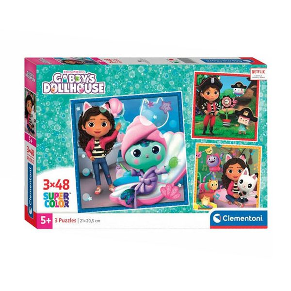 Clementoni 3 x 48 Piece Puzzle Square Gabby'S Dollhouse