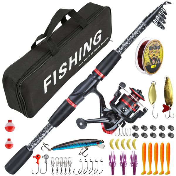 1.8-2.1m Beginner Fiberglass Telescopic Fishing Rod Tackle Kit - XR2000