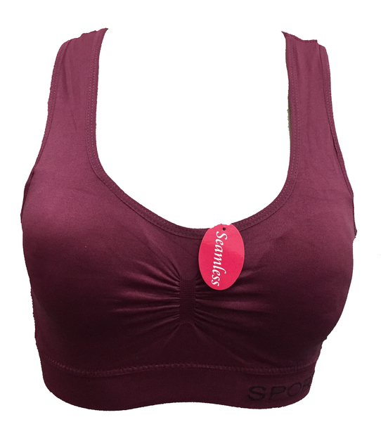 Seamless Sport Bra Q214 Maroon