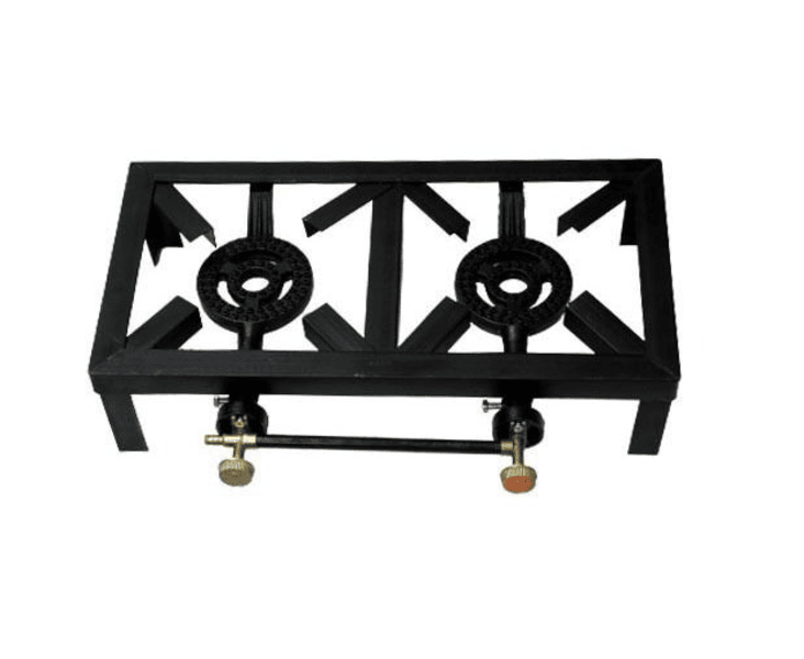 2 Burner, Double Gas Burner, 4 Legged with Hose And Regulator Set