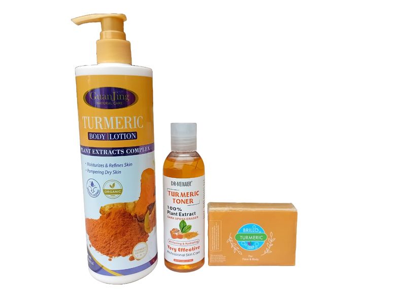 Guanjin Turmeric Body Lotion, DR. MEINAIER Turmeric Toner &amp; Turmeric Soap