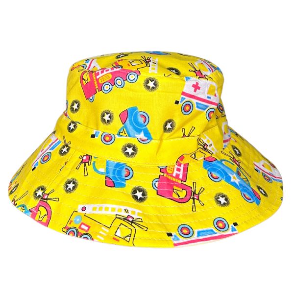 Kids Bucket Sun Hat Emergency Vehicles Firetruck