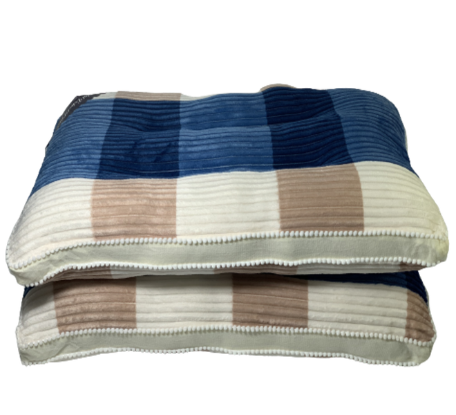 2 Piece Microfiber Super Soft Pillows Blue &amp; Brown Checks Patt
