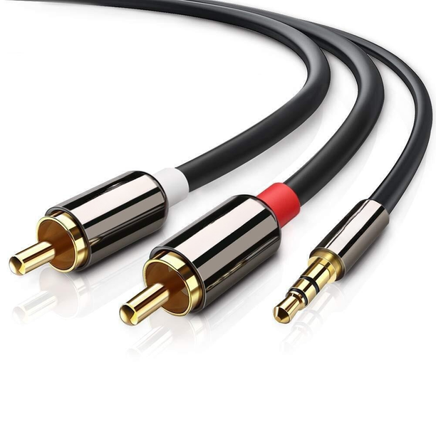 RCA to 3.5mm Cable Aux to 2RCA Phono Audio Y Splitter 1m Cable