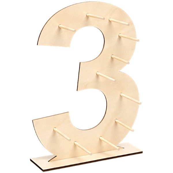 Wooden Donut Stand Display - Number 3 - Freestanding Party Dessert Holder