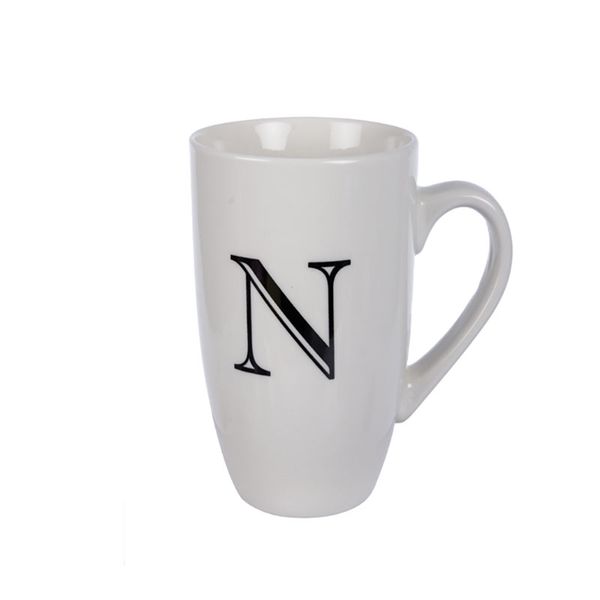 Mug - Household Accessories - Ceramic - Letter N Design - White - 6 Pack